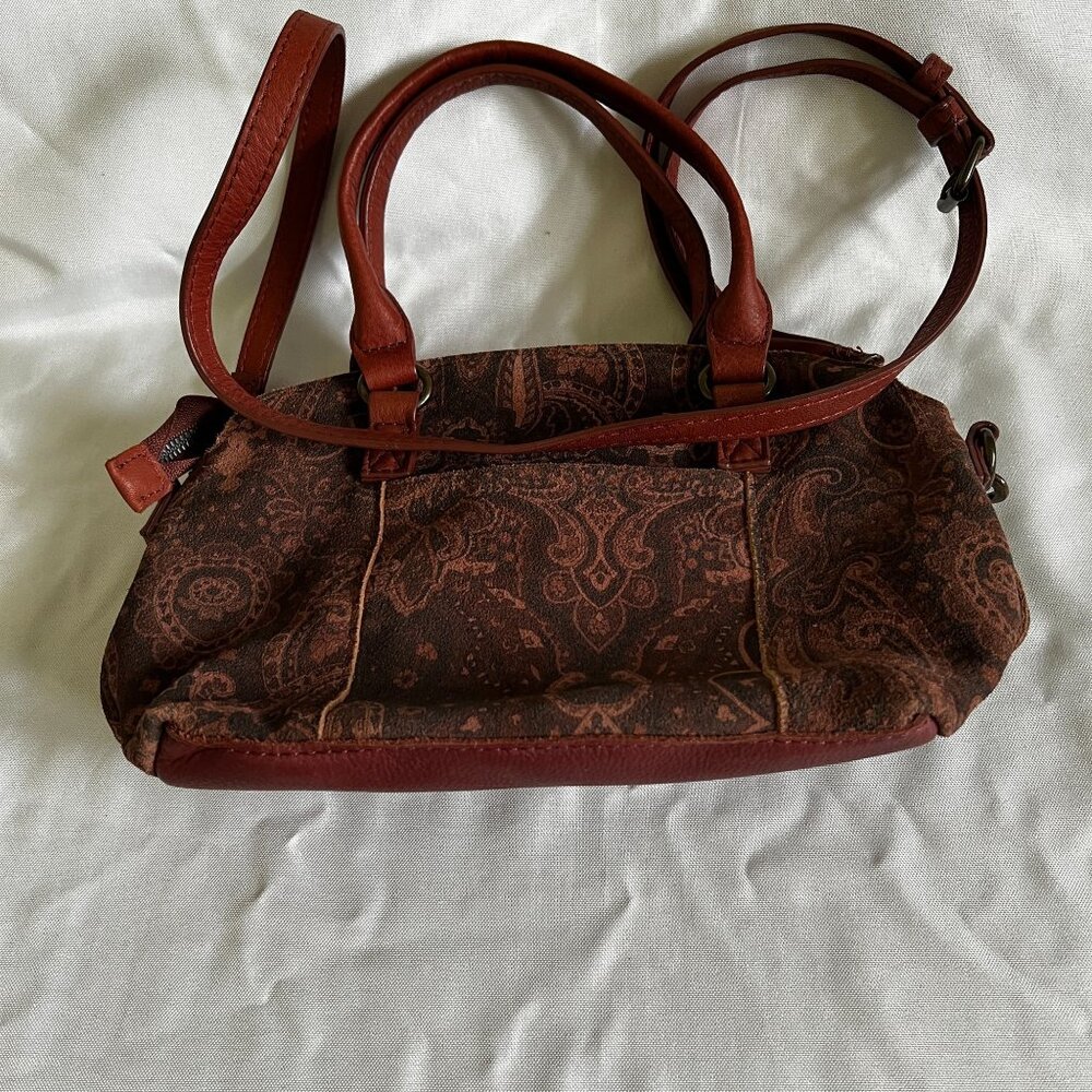 American Leather Co. Brown Paisley Small Crossbody & Handbag With Adjustable Str - Picture 1 of 6